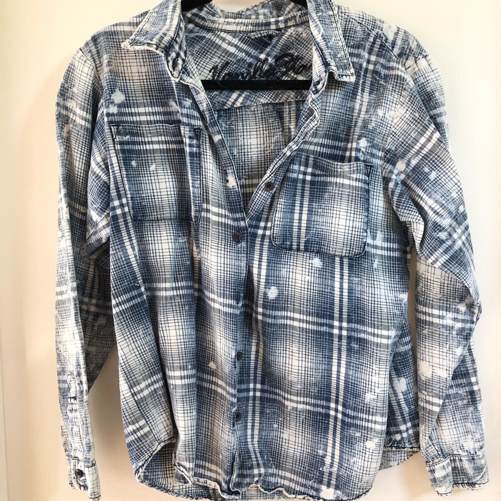 Acid wash plaid button down